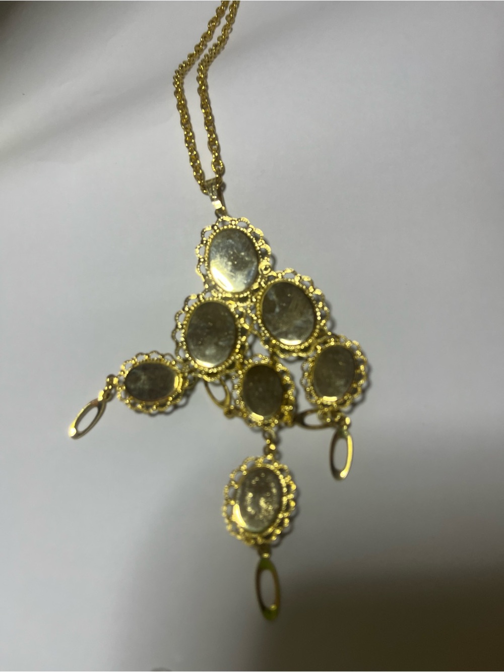 Gold-Tone Green Stone Statement Pendant Necklace - Picture 4 of 4